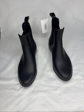 Capelli of New York Women Black Chelsea Rain Ankle Boots W-8